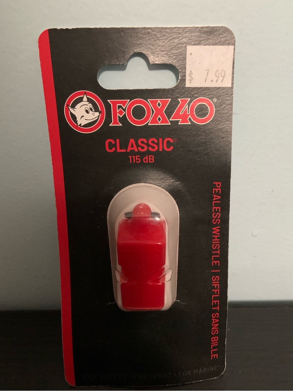 Fox 40 Red Pealess Whistle  New